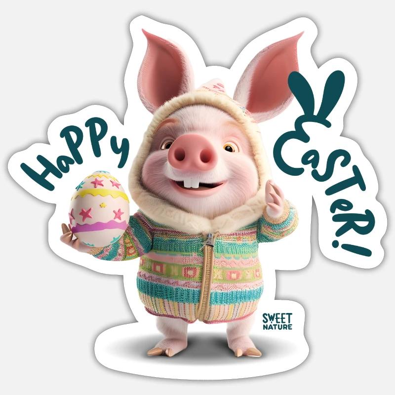 Piggy Easter - Sticker size S (10 x 10 cm) - white matte