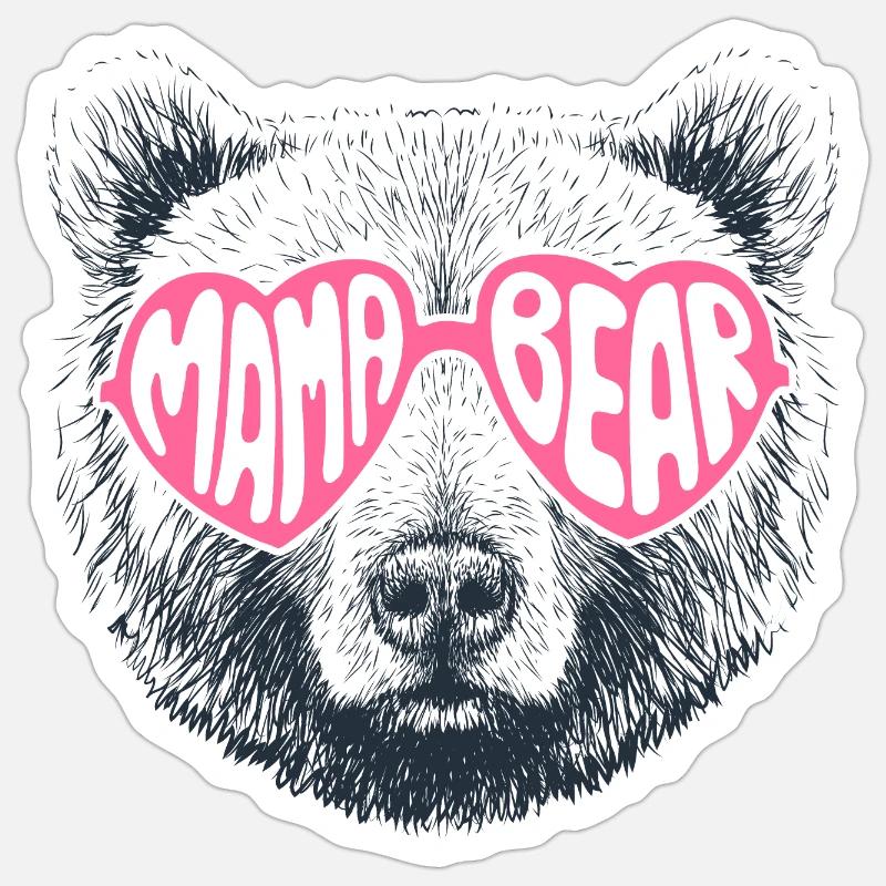 Mutter Bär - Sticker Größe S (10 x 10 cm) - Mattweiß
