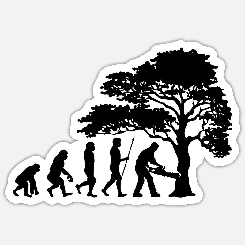 Lumberjack Tree Evolution sciure de bois Sticker taille S (10 x 10 cm)