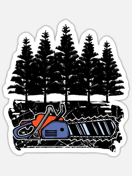 Baum Holz Säge Holzfäller Holzarbeit Baumfäller - Sticker Größe S (10 x 10 cm) - Mattweiß