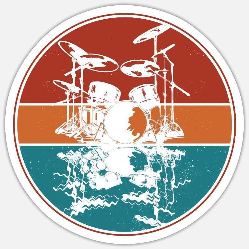 Drum set - Naklejka rozmiar S (10 x 10 cm) - biały matowy
