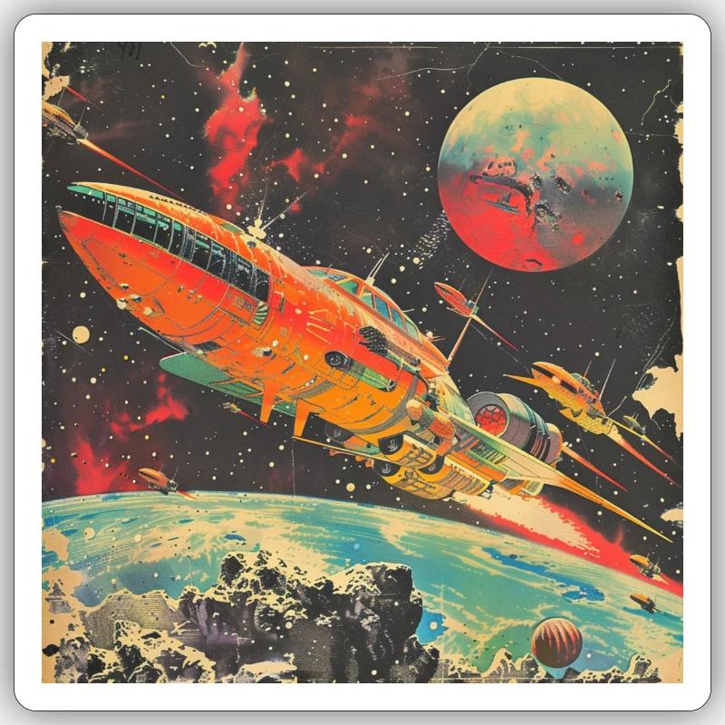 Astronef - Sticker taille S (10 x 10 cm) - blanc mat