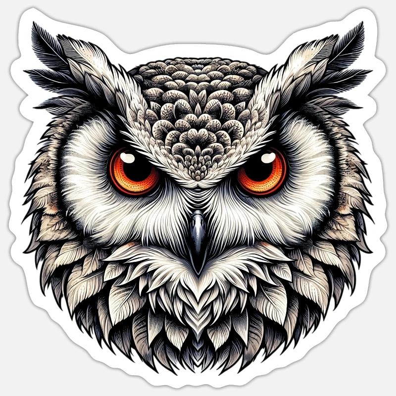 Eule - Sticker Größe S (10 x 10 cm) - Mattweiß