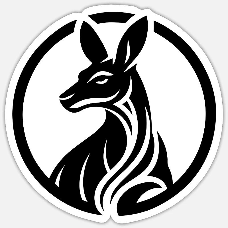 Känguru Logo in schwarz-weiß - Sticker Größe S (10 x 10 cm) - Mattweiß