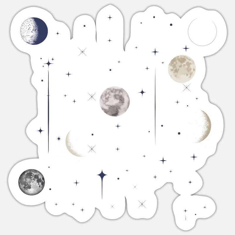 lune astrologie Céleste - Sticker taille S (10 x 10 cm) - blanc mat