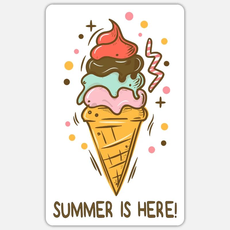 Eis Summer is here Eiscreme Eisdiele Sommerzeit Sticker Größe S (10 x 10 cm)