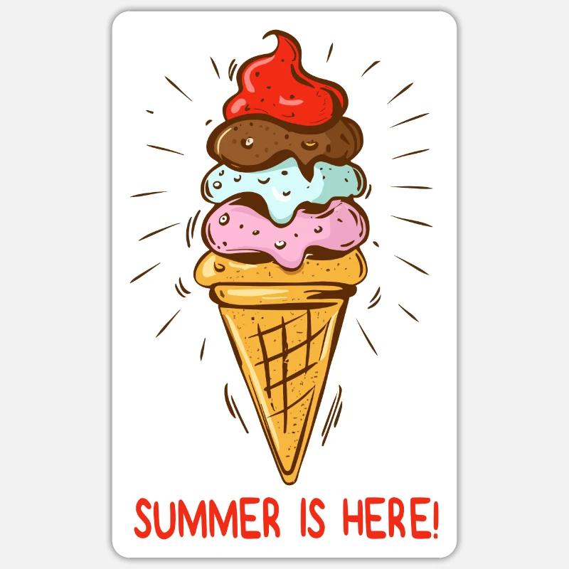 Eis Summer is here Eiscreme Eisdiele Sommerzeit - Sticker Größe S (10 x 10 cm) - Mattweiß