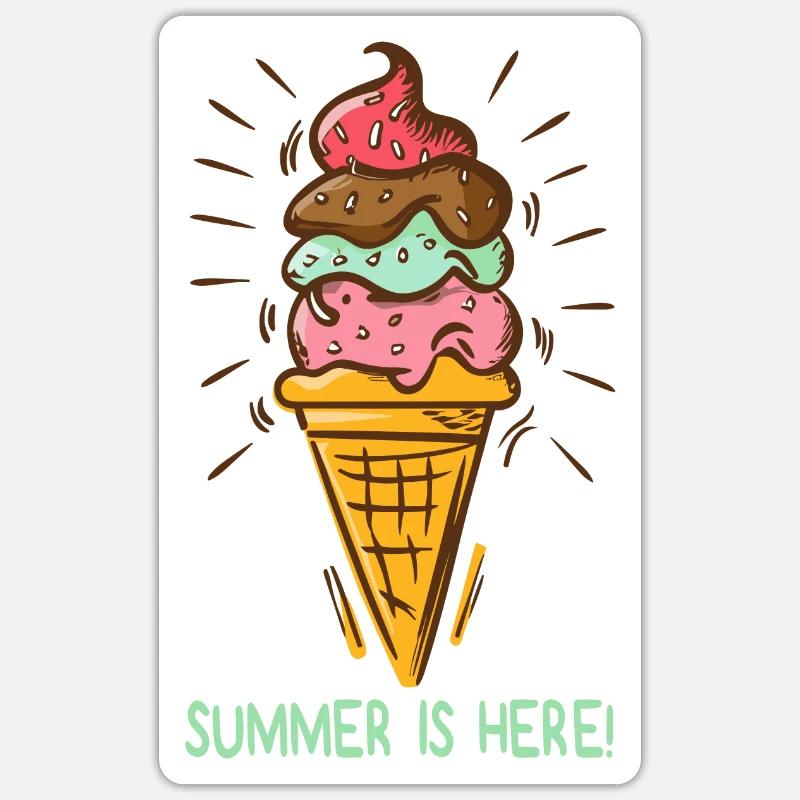 Eis Summer is here Eiscreme Eisdiele Sommerzeit Sticker Größe S (10 x 10 cm)