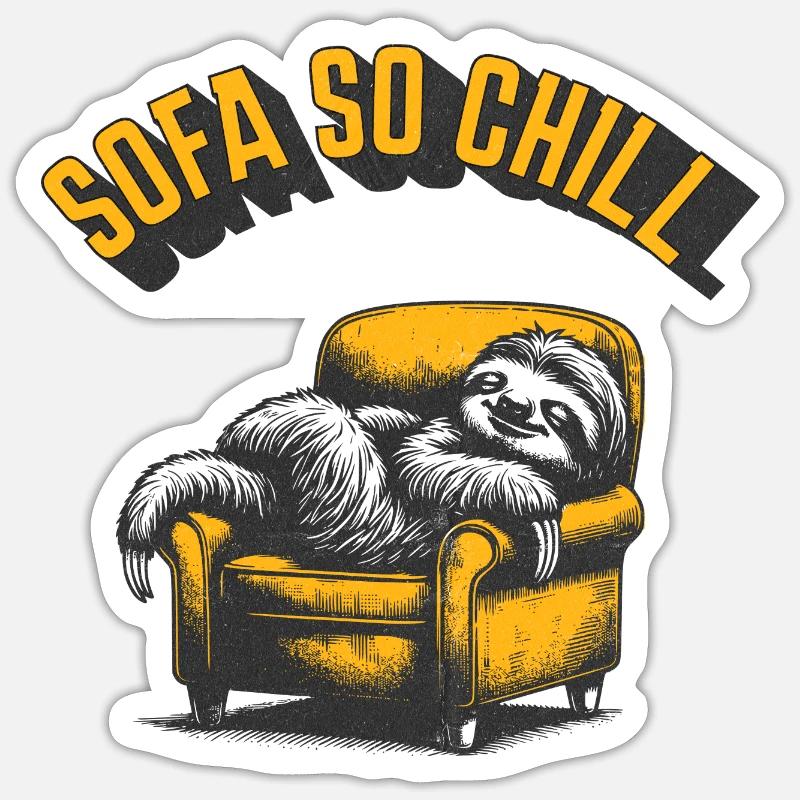 Sofa so Chill Sloth - Sticker size S (10 x 10 cm) - white matte