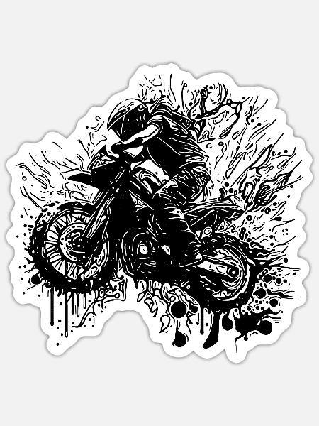 Rennsport Motorrad Geländefahrt Splash Style - Sticker Größe S (10 x 10 cm) - Mattweiß