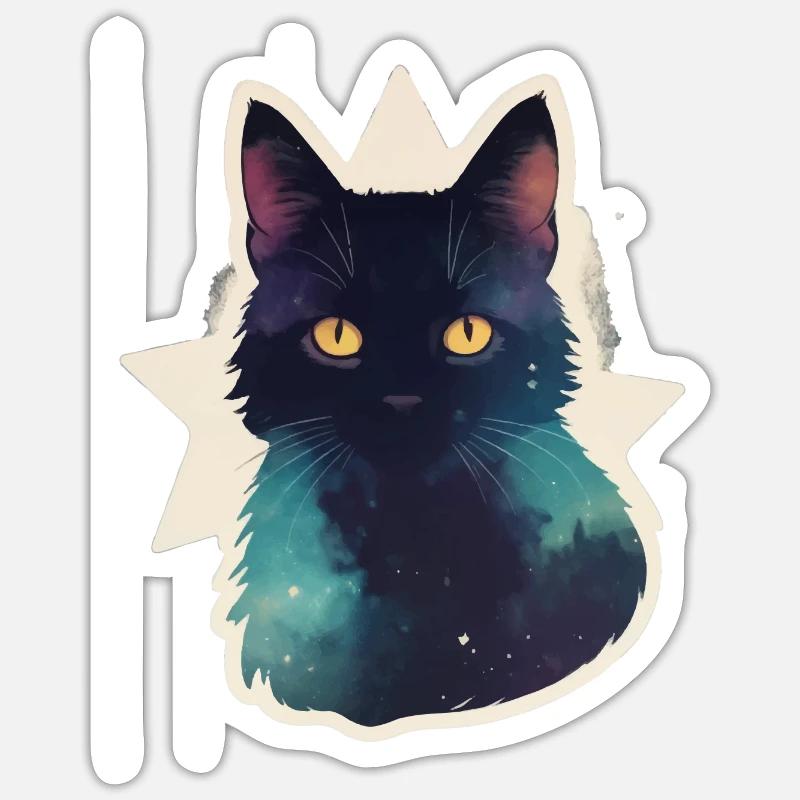 Katze in den Sternen - Sticker Größe S (10 x 10 cm) - Mattweiß