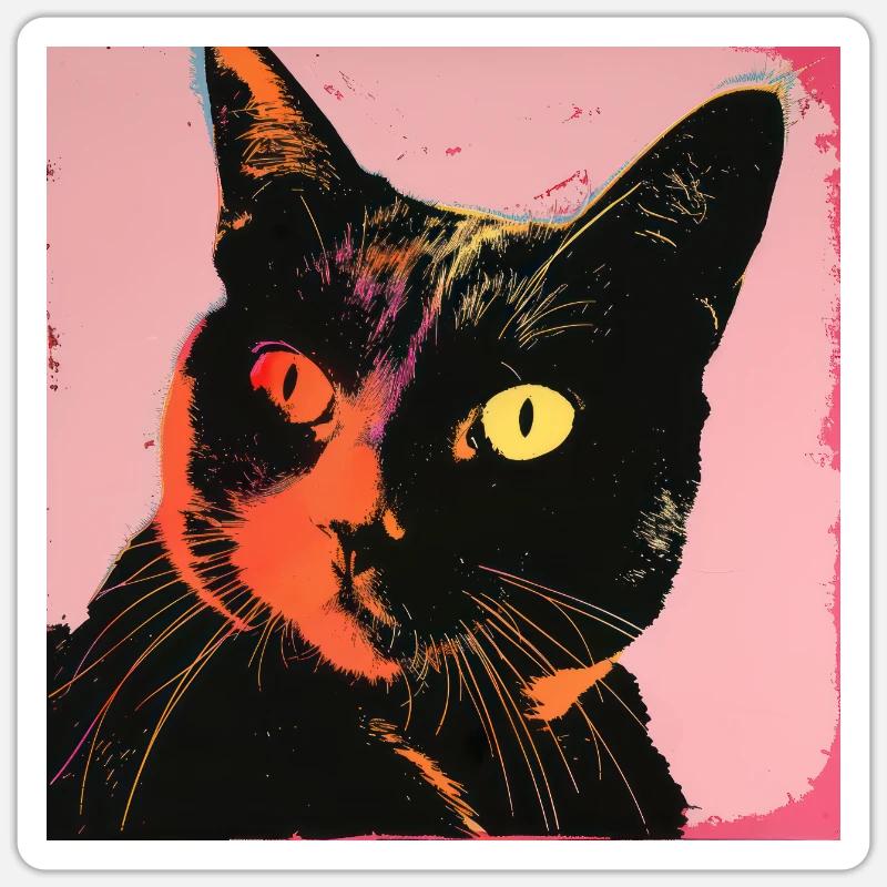 Katze, katzenmotiv, popart, geschenk, geschenkidee - Sticker Größe S (10 x 10 cm) - Mattweiß
