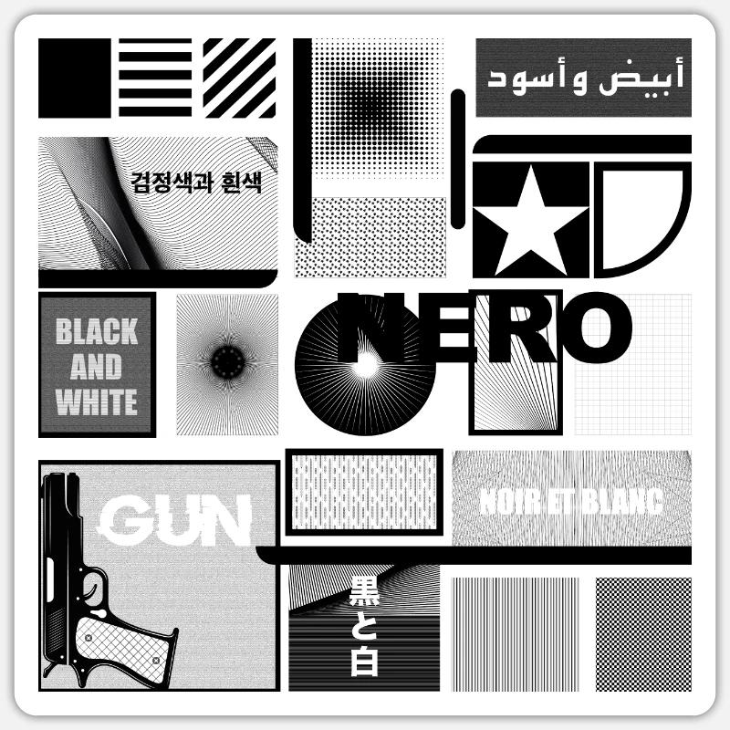 #21 NOIR ET BLANC - Sticker taille S (10 x 10 cm) - blanc mat