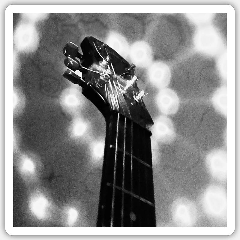 Guitar-Head (black&white) - Sticker Größe S (10 x 10 cm) - Mattweiß