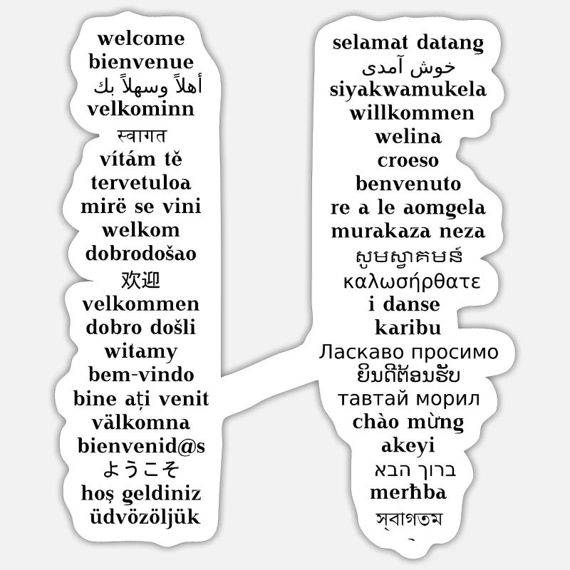 Welcome - in different languages Gift Idea Sticker size S (10 x 10 cm)
