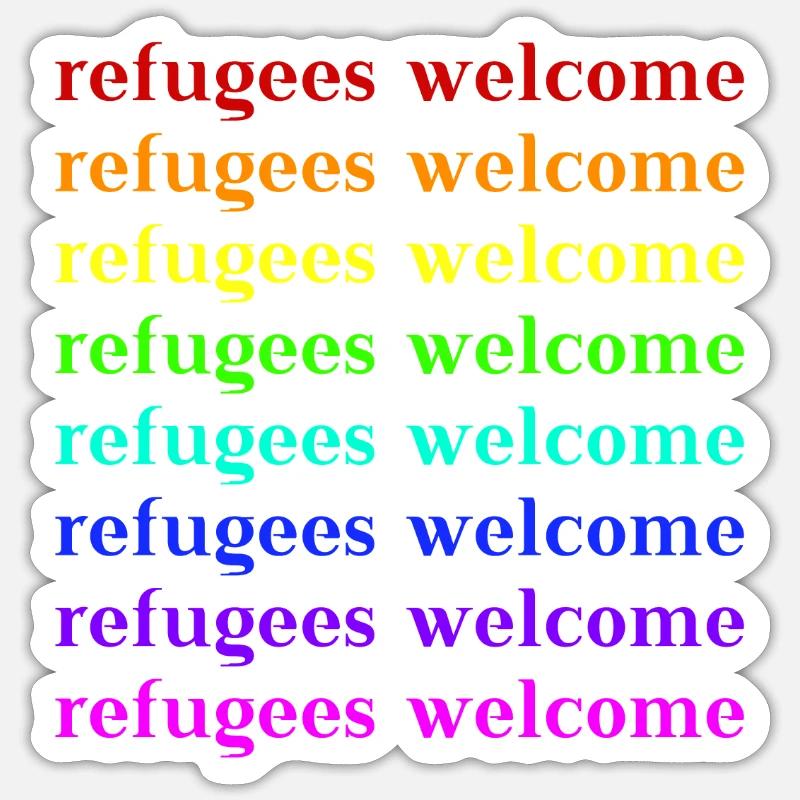 Refugees Welcome Gift Idea - Sticker size S (10 x 10 cm) - white matte