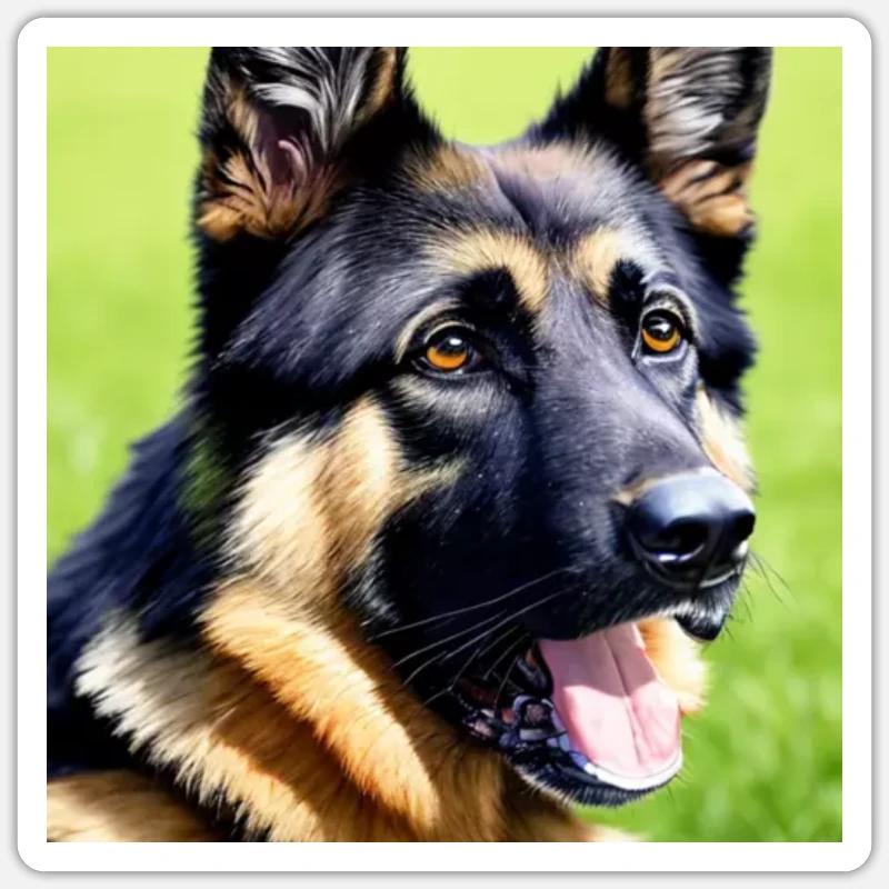 Treu und beschützend: Deutscher Schäferhund - Sticker Größe S (10 x 10 cm) - Mattweiß