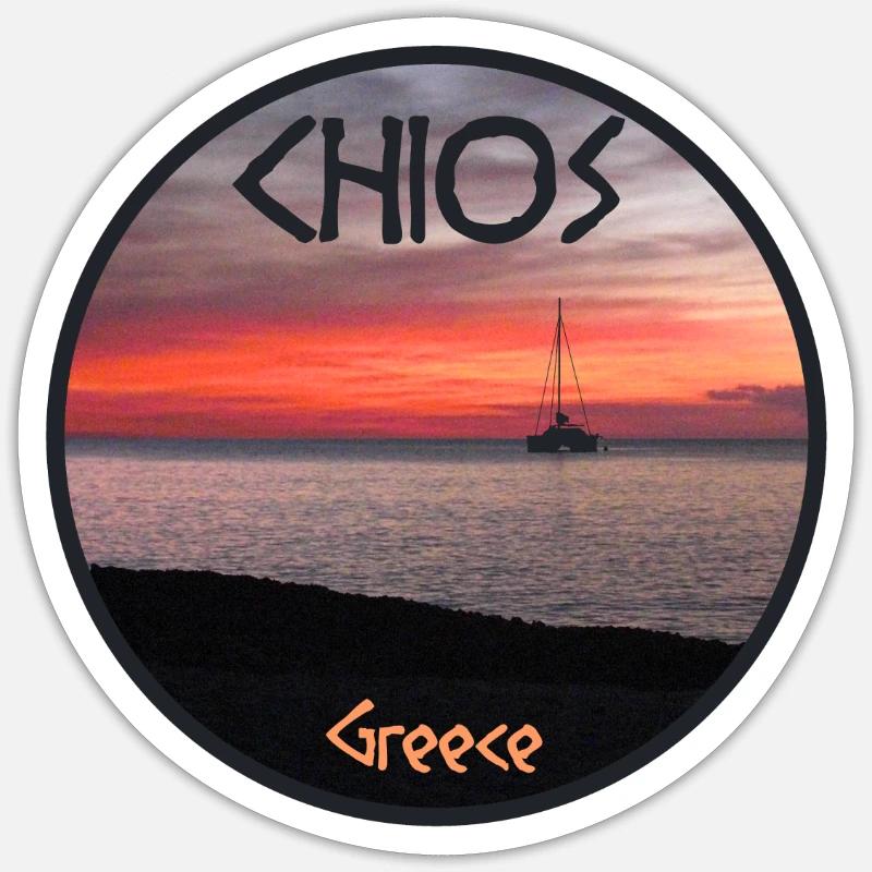 Chios, Greece, Sunset - Sticker size S (10 x 10 cm) - white matte