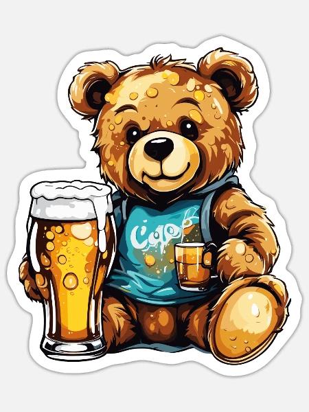 Teddybär / Kuscheltier / Stofftier / Geschenkidee - Sticker Größe S (10 x 10 cm) - Mattweiß