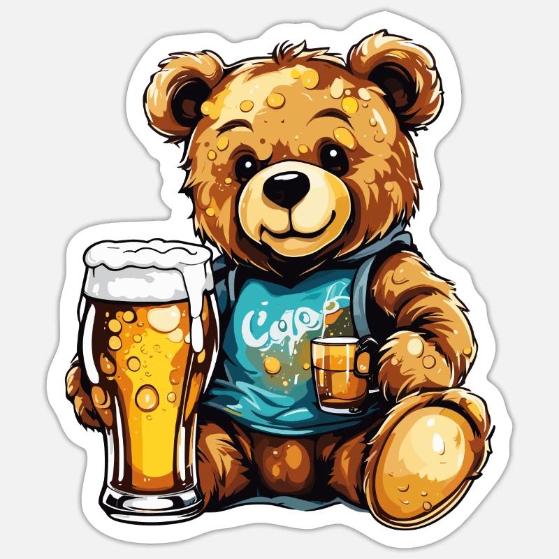 Teddybär / Kuscheltier / Stofftier / Geschenkidee - Sticker Größe S (10 x 10 cm) - Mattweiß