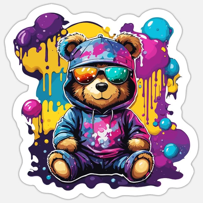 Teddybär / Kuscheltier / Stofftier / Geschenkidee - Sticker Größe S (10 x 10 cm) - Mattweiß