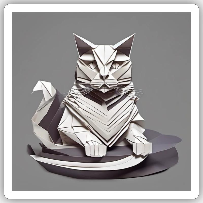 Chat - Sticker taille S (10 x 10 cm) - blanc mat