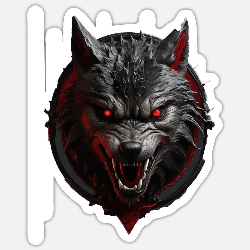 Teufels Wolf - Sticker Größe S (10 x 10 cm) - Mattweiß
