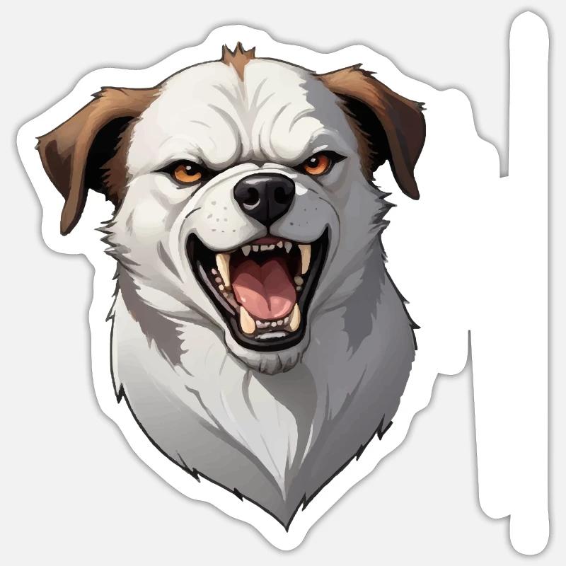 Chien maléfique - Sticker taille S (10 x 10 cm) - blanc mat