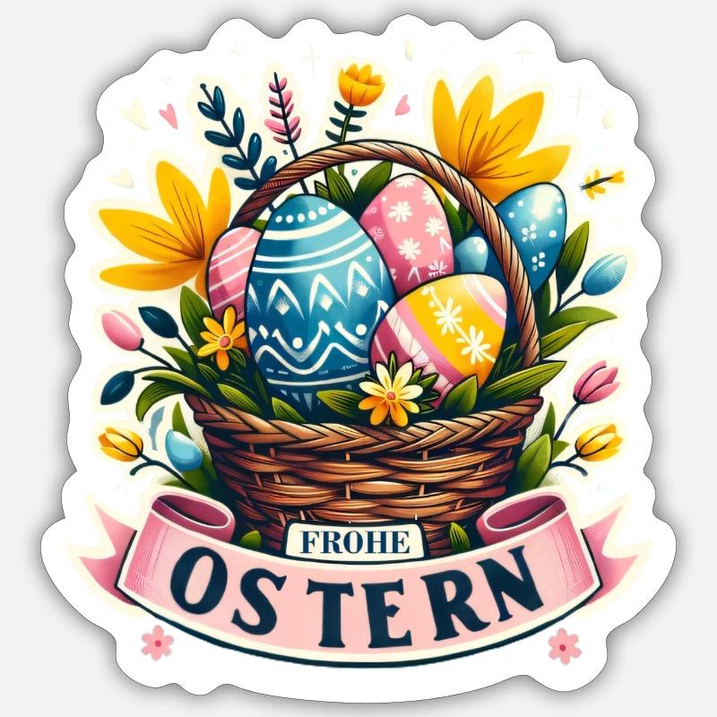 Easter Basket Happy Easter - Sticker size S (10 x 10 cm) - white matte