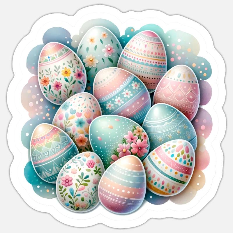 A Set of Cute Watercolored Easter Eggs Sticker size S (10 x 10 cm)