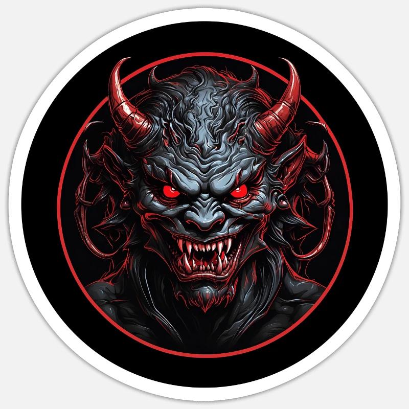 Evil demonic devil with red eyes Sticker size S (10 x 10 cm)