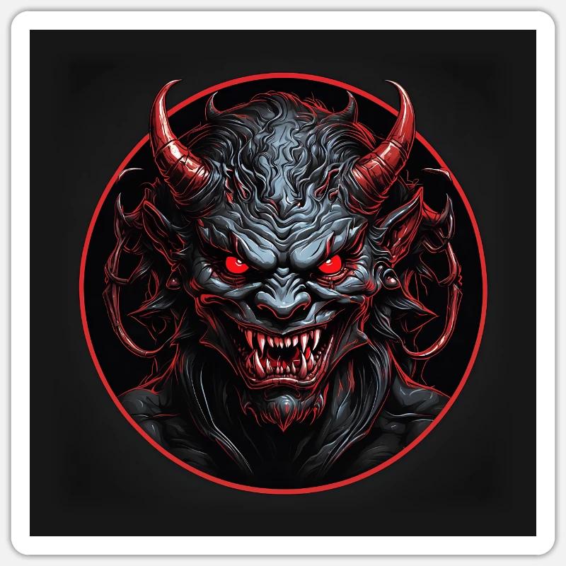 Devil with red glowing eyes Sticker size S (10 x 10 cm)