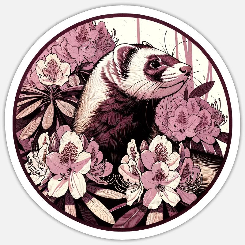 furet rhododendron - Sticker taille S (10 x 10 cm) - blanc mat