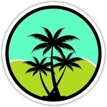 Palmiers - Sticker taille S (10 x 10 cm) - blanc mat - Devant