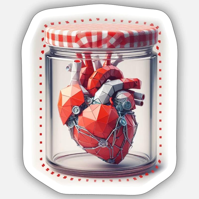 Bionic Heart Origamy - Sticker size S (10 x 10 cm) - white matte