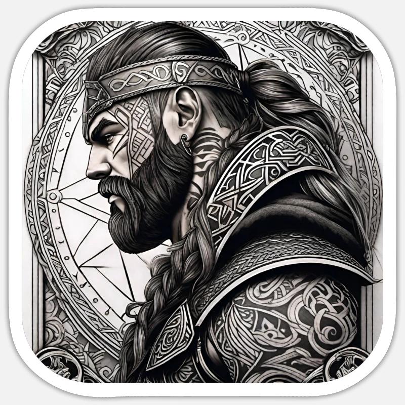Stolzer Wikinger Krieger Germane Sticker Größe S (10 x 10 cm)