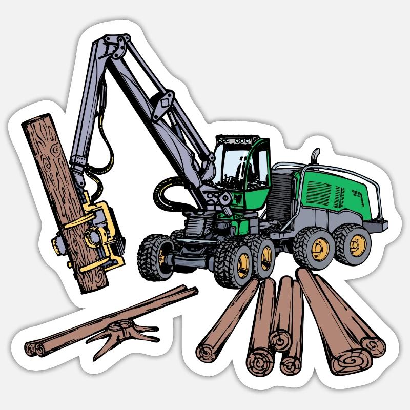 Boiseries, Bois, Bois, Bois, Bûcheron, Tronçonneuse, Forestier - Sticker taille S (10 x 10 cm) - blanc mat