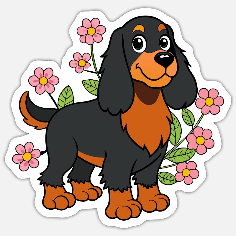 Petit setter gordon - Sticker taille S (10 x 10 cm) - blanc mat
