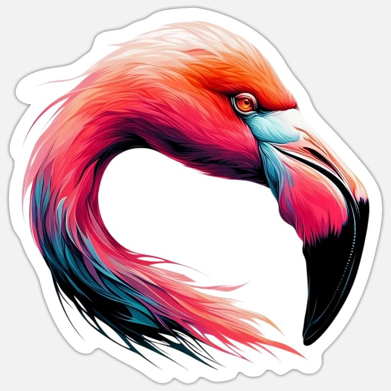 Flamant - Sticker taille S (10 x 10 cm) - blanc mat