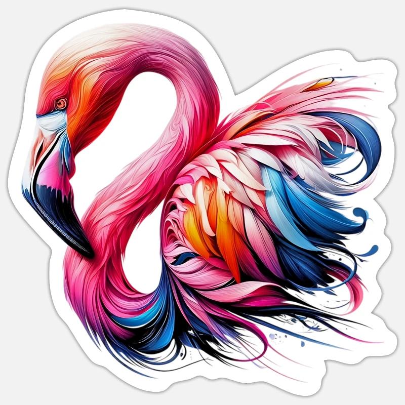 Flamant - Sticker taille S (10 x 10 cm) - blanc mat
