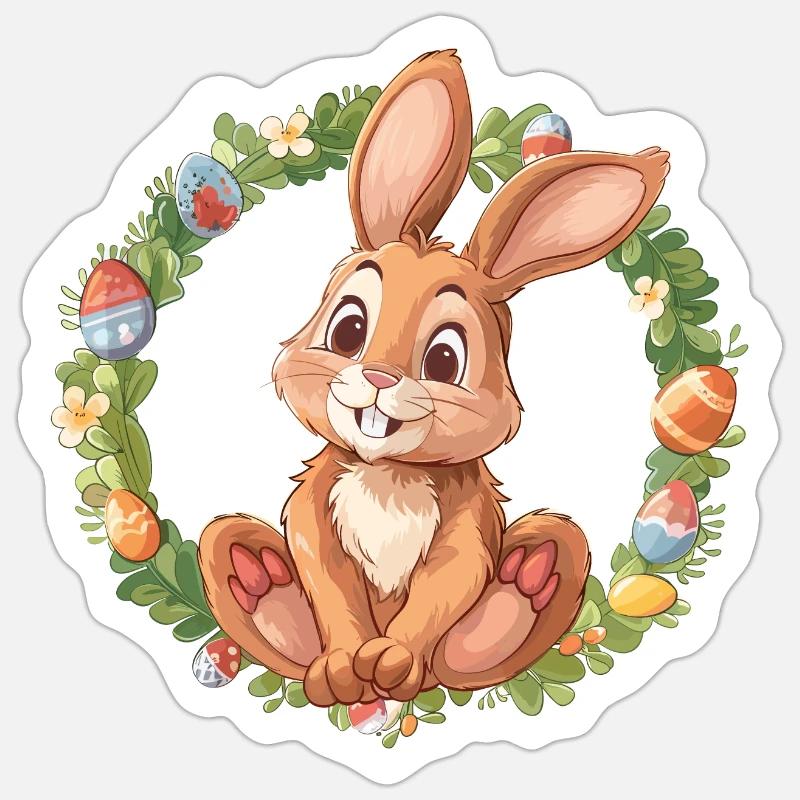 Illustration de Joyeuses Pâques - Sticker taille S (10 x 10 cm) - blanc mat
