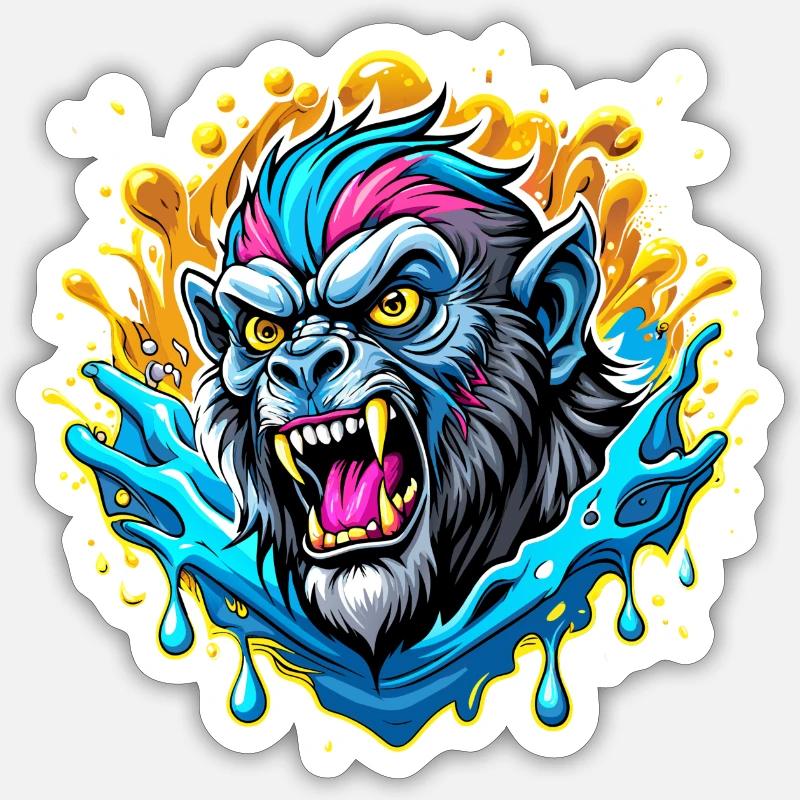 Singe - Sticker taille S (10 x 10 cm) - blanc mat