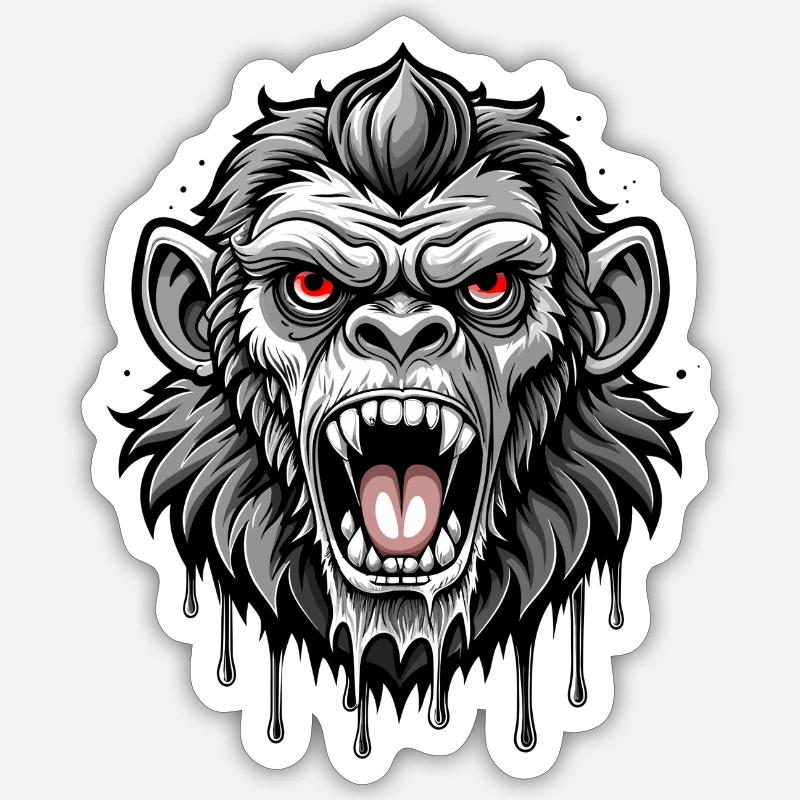 Monkey Head - Sticker size S (10 x 10 cm) - white matte