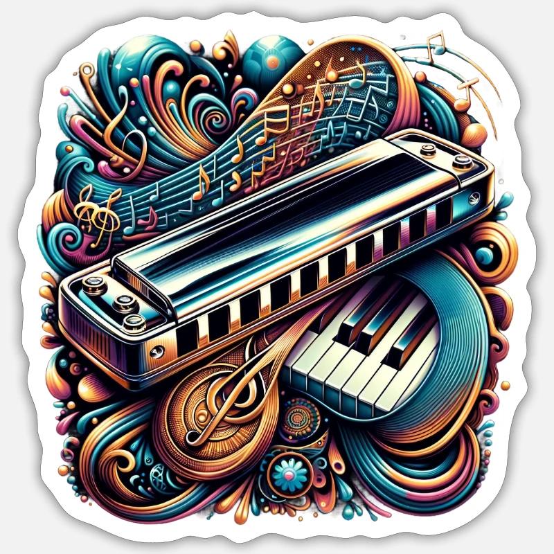 Harmonica abstract design - Sticker size S (10 x 10 cm) - white matte