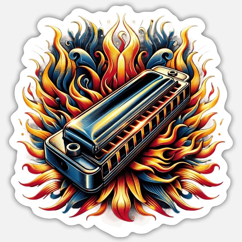 Design abstrait d'harmonica - Sticker taille S (10 x 10 cm) - blanc mat