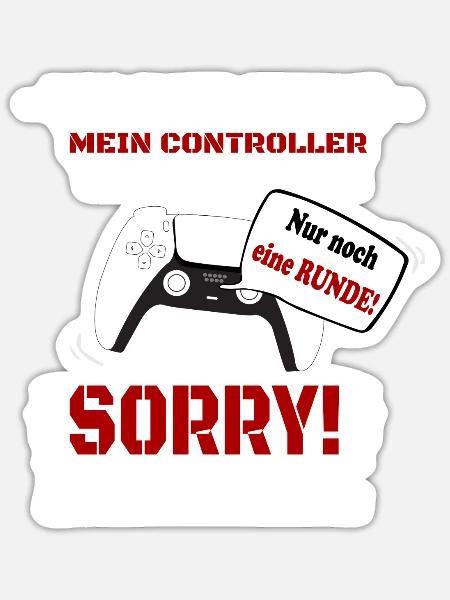 Warte kurz mein Controller spricht mit mir - Sticker Größe S (10 x 10 cm) - Mattweiß