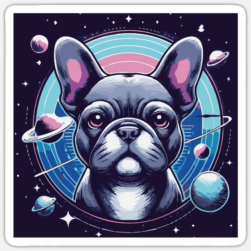 Frenchi dans l’espace 1 - Sticker taille S (10 x 10 cm) - blanc mat