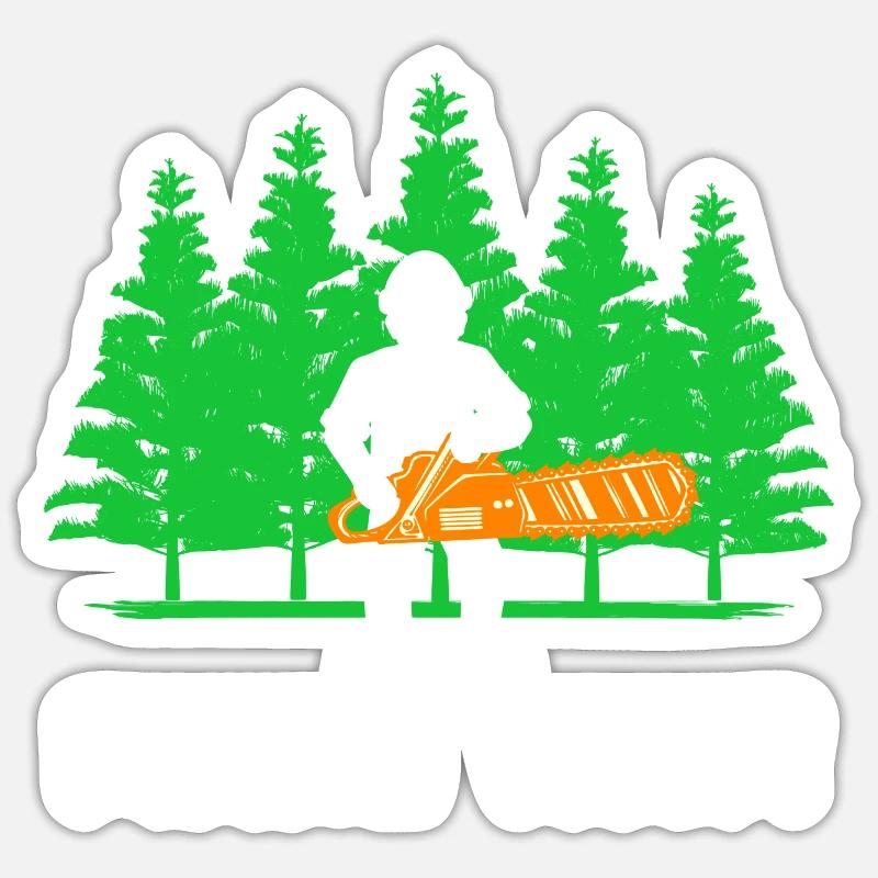 Bûcheron boiserie arbre tronçonneuse déclaration - Sticker taille S (10 x 10 cm) - blanc mat