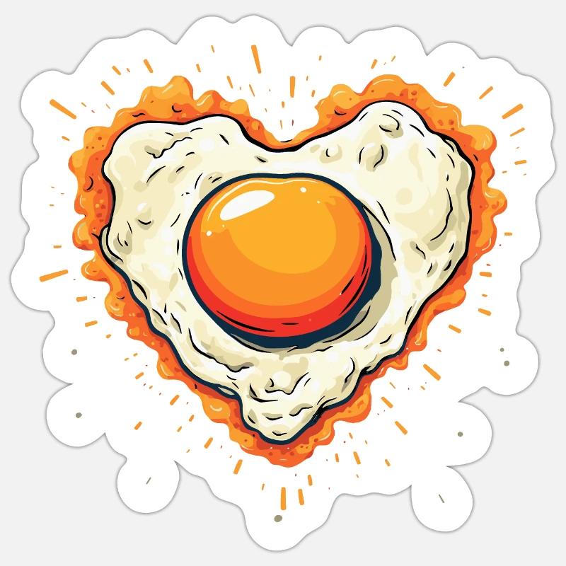 Fried egg with heart - Sticker size S (10 x 10 cm) - white matte