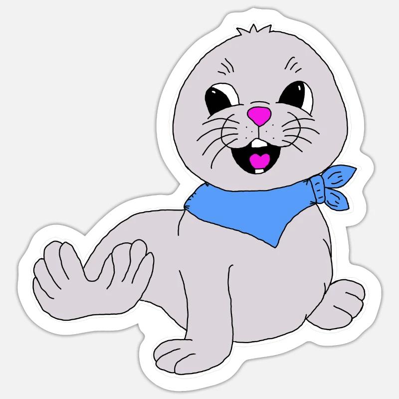Seehund Aufkleber - Sticker Größe S (10 x 10 cm) - Mattweiß